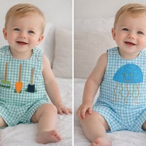 Bailey Boys Reversible Gingham Jon Jon Jellyfish GardenTools 9m BWT